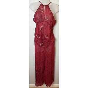 Victoria’s Secret 100% Silk Two-Piece Set Top & Pants Red Outfit Size Large